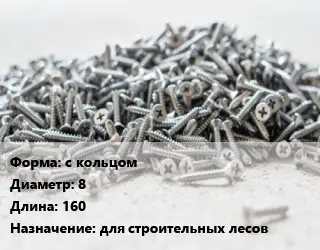 Шуруп с кольцом 8х160 для строительных лесов